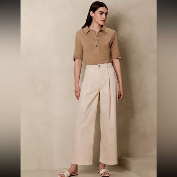 Banana republic HIGH-RISE WIDE-LEG CROPPED JEAN SIZE 32 14 %634406 jeans ecru - Picture 1 of 7